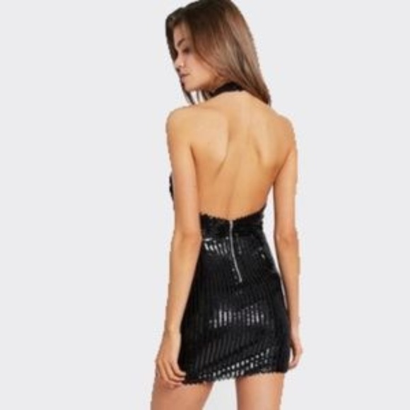 Tiger Mist Sequin Stripe Cut Out Mini Dress - Picture 2 of 7